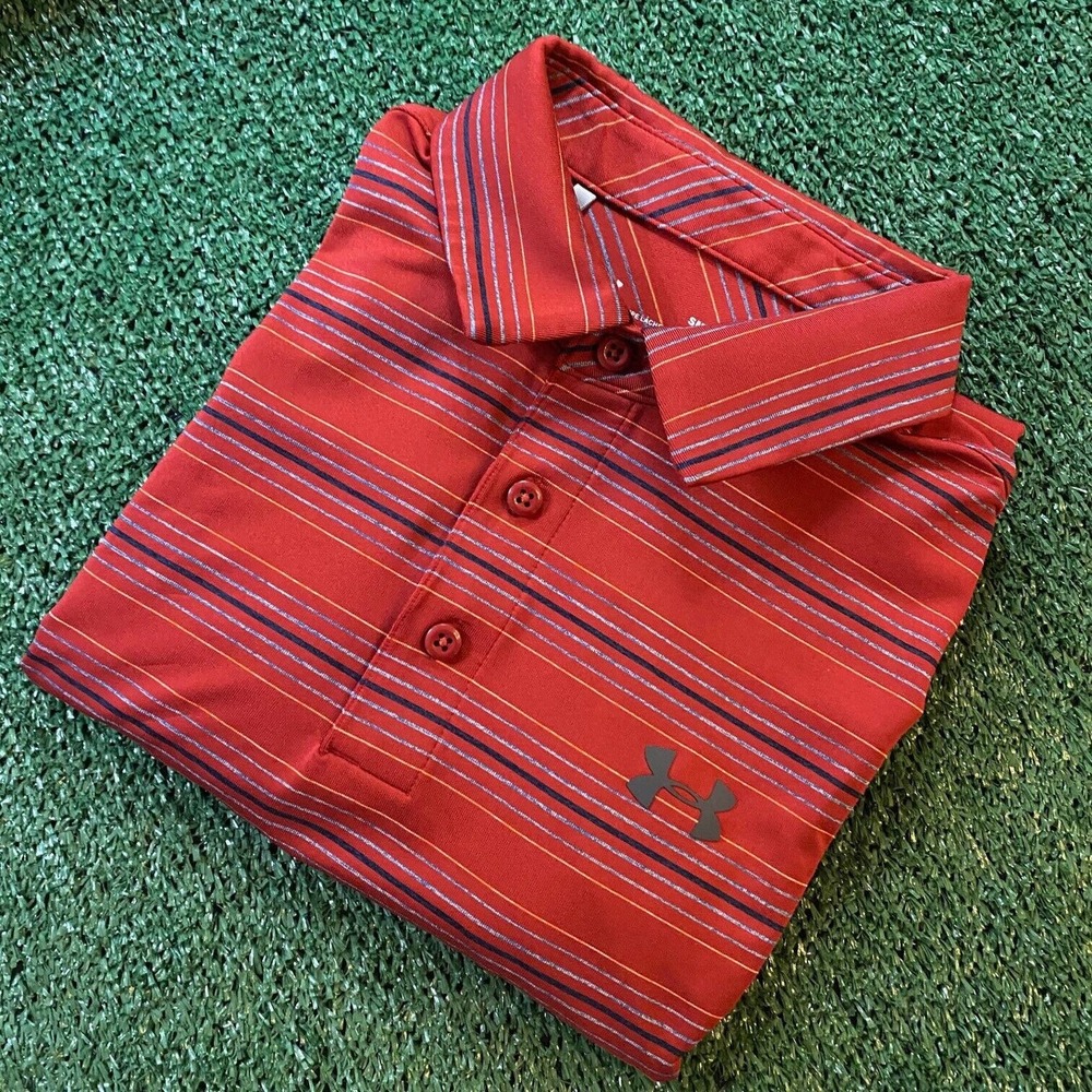 Under Armour Men's Performance Golf Shirt Red Striped Size Small